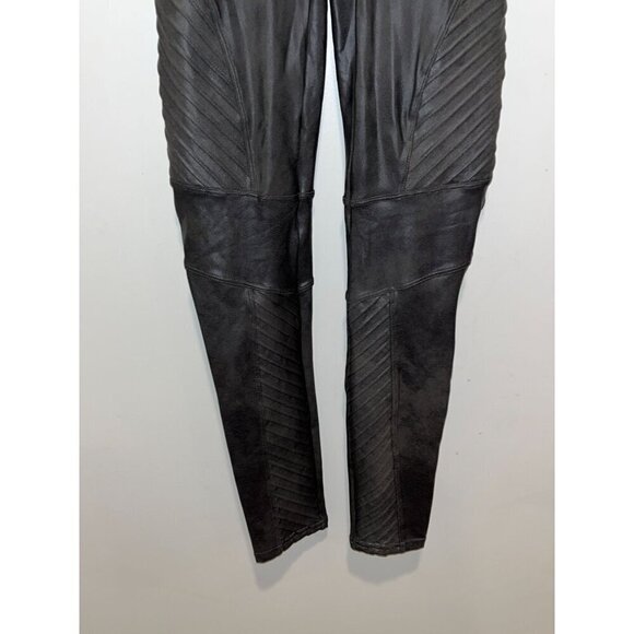 Spanx Moto Black Faux Leather Leggings High Rise Womens Size Medium - Picture 5 of 11